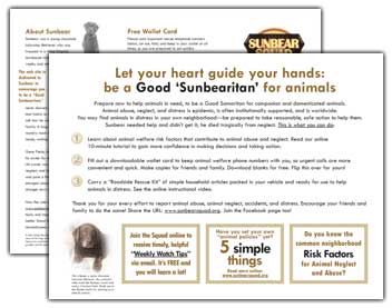 Letterfold brochure about Sunbear Squad and Sunbear
